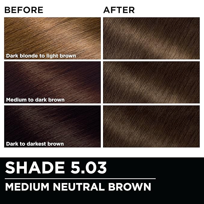 Garnier Hair Color Olia Ammonia-Free Brilliant Color Oil-Rich Permanent Hair Dye, 5.03 Medium Neutral Brown, 2 Count (Packaging May Vary)