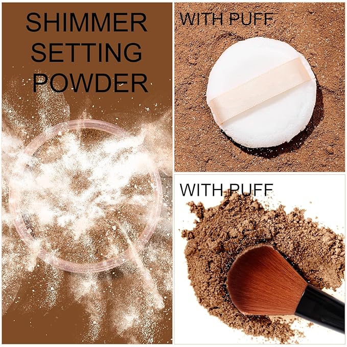 Loose Face Powder Glitter Setting Powder Matte Finishing Powder Shine,Long-lasting,Lightweight,Sets Foundation Makeup