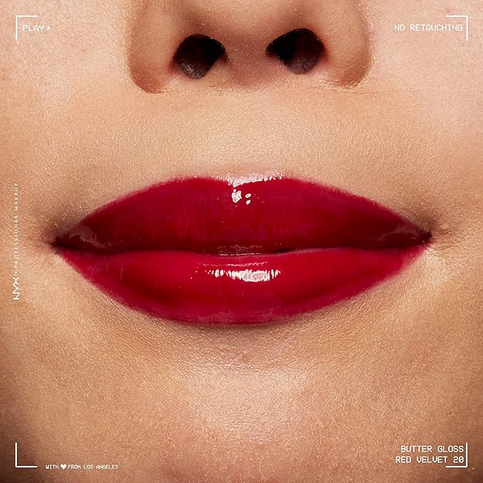 NYX PROFESSIONAL MAKEUP Butter Gloss, Non-Sticky Lip Gloss - Red Velvet (Deep Red)