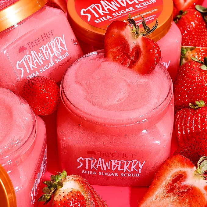 Tree Hut Shea Sugar Scrub - Strawberry - 18 oz - Exfoliating Body Scrub for Smooth, Glowing Skin - Made with Real Sugar and Shea Butter