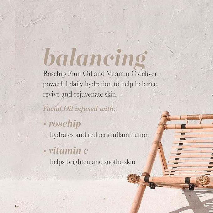 Pearlessence Rosehip Balancing Facial Oil + Rosehip Fruit Oil & Vitamin C - Daily Hydration to Balance & Revive Skin | Adds Moisture to Dry Skin | Made in USA & Cruelty Free (1.83 fl oz each, 2 Pack)