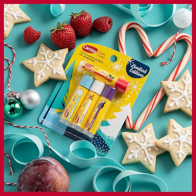 Carmex Lip Balm Limited Edition Holiday Packs: Carmex Daily Care Sticks, 4 count (1 pack), Carmex Medicated Jars, 3 Count (1 pack)