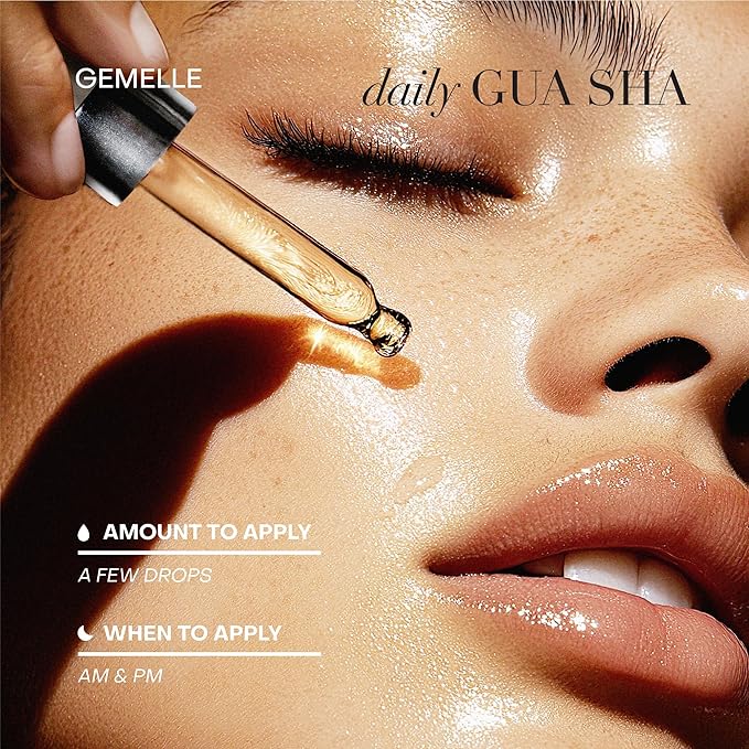 GEMELLE Lymphatic Gua Sha Face Oil | 10x Award Winner | Detox, Plump, Sculpt, Hydrate | Premium Natural Botanical Oil for Gua Sha Facial Tools, Lymphatic Drainage Massager, Jade Gua Sha Stone - 30ml