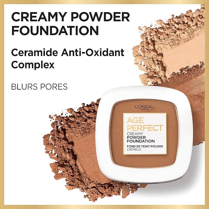 L'Oreal Paris Age Perfect Creamy Powder Foundation Compact, 315 Natural Buff, 0.31 Ounce