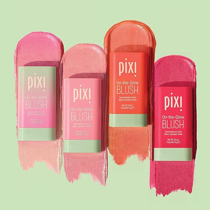 Pixi On-the-Glow Blush, Hydrating Tinted Moisture Blush Stick with Ginseng, Aloe Vera & Fruit Extracts, For Cheeks & Lips, 19g / 0.6oz, Paraben-Free (Fleur)