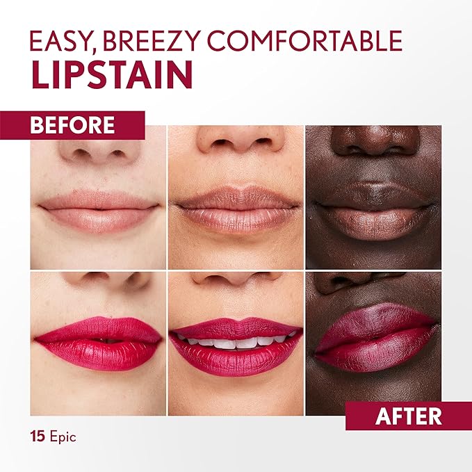 COVERGIRL Outlast, 15 Epic, Lipstain, Smooth Application, Precise Pen-Like Tip, Transfer-Proof, Satin Stained Finish, Vegan Formula, 0.06oz
