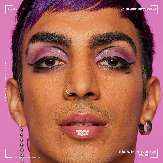 NYX PROFESSIONAL MAKEUP Bare With Me Blur Skin Tint Foundation Make Up with Matcha, Glycerin & Niacinamide - Caramel