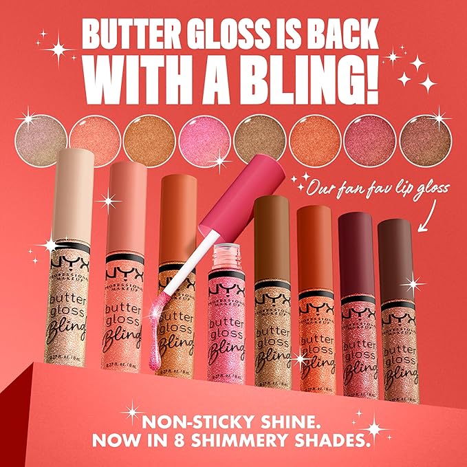NYX PROFESSIONAL MAKEUP Butter Gloss Bling Lip Gloss, Non Sticky and Shiny Vegan Lip Makeup - Pricey