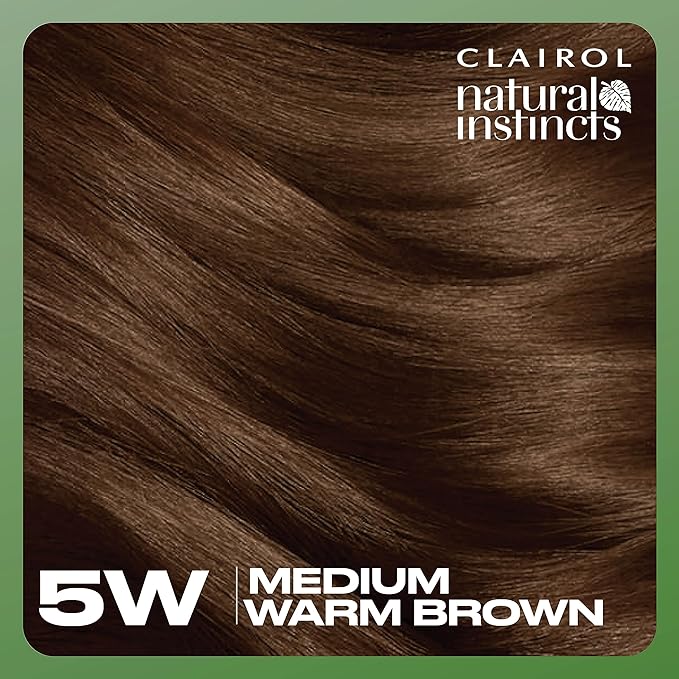 Clairol Natural Instincts Demi-Permanent Hair Dye, 5W Medium Warm Brown Hair Color, Pack of 1