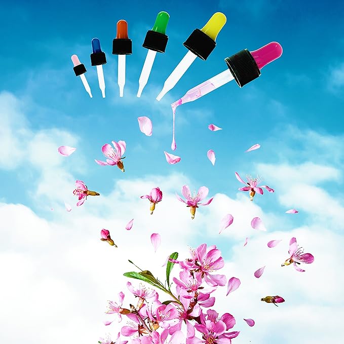 Year of Plenty Glass Eye Droppers for 10ml & 15ml Essential Oil Bottles | Set of 12 | Multicolored | Compatible with doTERRA, Young Living, Plant Therapy, Plnt Guru, Rocky Mtn, Edens Grdn