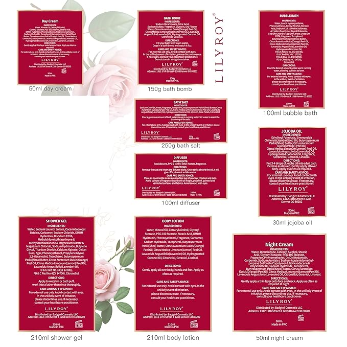 Mothers Day Gifts for Mom Rose & Cherry Blossom Spa Gift Set for Women - 19-Piece Luxury Bath & Body Care Kit with Necklace, DIY Chain, Shower Gel | Valentine's Day, Christmas Gifts for Her, Wife