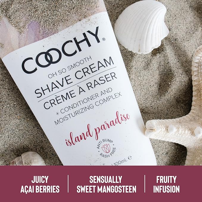 Coochy Shave Cream - Moisturizing Shave Lotion - Gentle Intimate Shaving Cream - For Bikini Area, Underarms, Legs & More - Rash-Free, Hydrating Formula - Island Paradise, 12.5 oz
