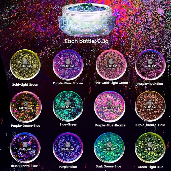 Chameleon Flakes & Chameleon Aurora Opal Flakes - Chameleon Flakes for Resin, Nails - Chameleon Mica Powder for Epoxy Resin, Paint