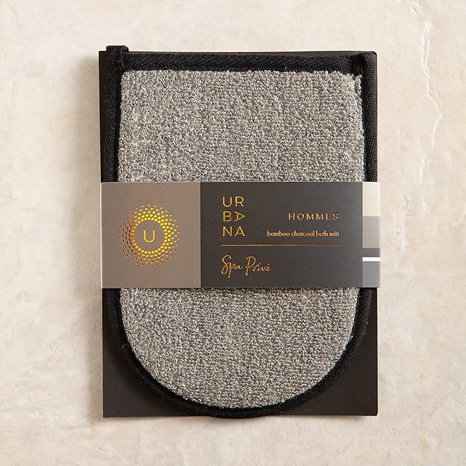 Urbana Spa Prive Men's Bamboo Charcoal Collection, Bath Mitt