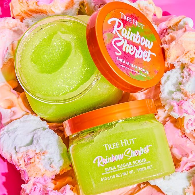 Tree Hut Rainbow Sherbet Shea Sugar Scrub | Exfoliating Body Scrub Removes Dead, Dry Skin for a Soft & Hydrated Feel | Nourishing Essential Body Care | 18 fl oz.