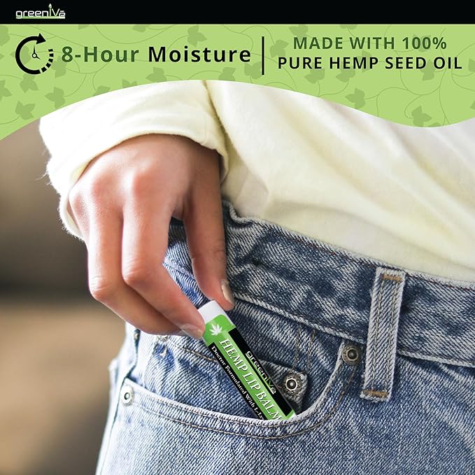 GreenIVe Hemp Lip Balm, Vegan, Omegas 3 & 6, Vitamin E, L-Lysine, Hydrating Handcrafted (5)