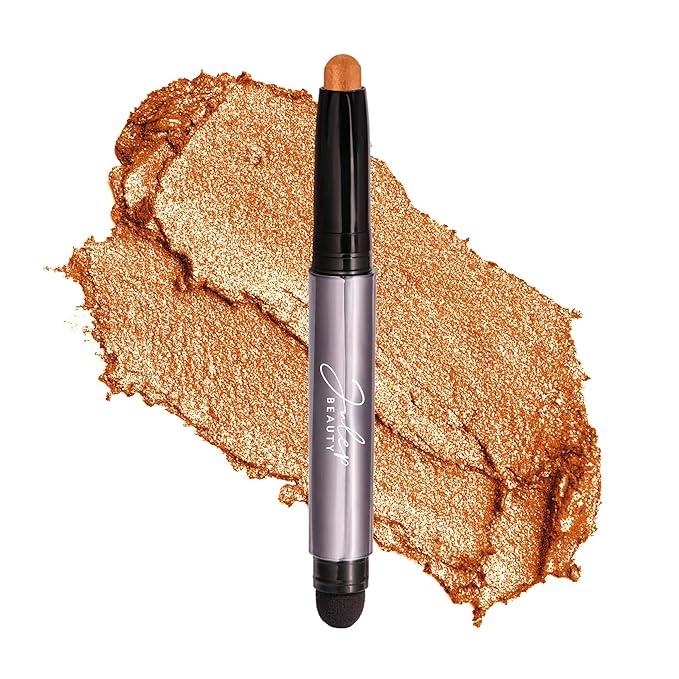 Julep Eyeshadow 101 Crème-to-Powder Eyeshadow Stick Duo + When Pencil Met Gel Sharpenable Multi-Use Longwear Eyeliner Pencil, 3pc Set - Bronze Shimmer, Soft Black & Marmalade Shimmer