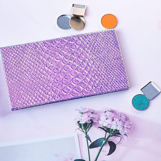 Mermaid Empty Magnetic Palette, Fish scale Empty Magnetic Palette for Highlighters Eyeshadows Lipstick Blush Powder Rectangle Large size (Fish Scales)