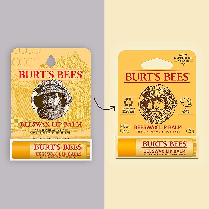 Burt's Bees Hand Salve and Moisturizing Lip Balm for Dry Skin and Chapped Lips, Classic, Natural Origin Skincare, 3 oz./0.15 oz.