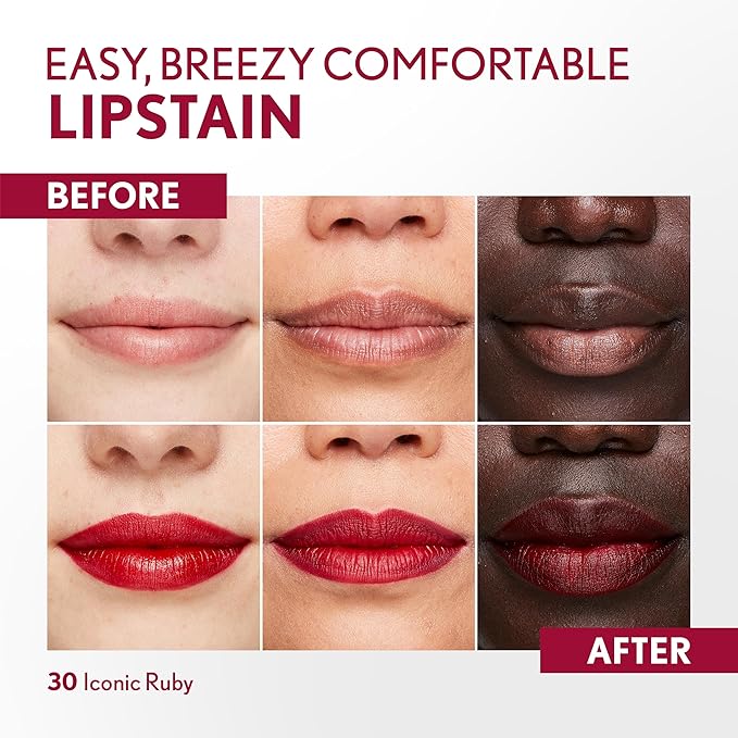 COVERGIRL Outlast, 30 Iconic Ruby, Lipstain, Smooth Application, Precise Pen-Like Tip, Transfer-Proof, Satin Stained Finish, Vegan Formula, 0.06oz
