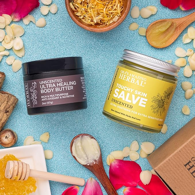 Ora's Amazing Herbal, Eczema Treatment, Touchy Skin Salve, Ultra Healing Body Butter, Organic Calendula for Skin, Herbal Salves, Unscented Skin Care