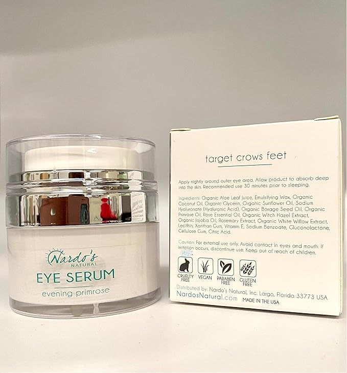 All Natural Anti-Aging Under Eye Cream, for Wrinkles, Dark Circles, Puffy Eyes, Smooth Skin, Moisture, Balance and Hydrate, Night Serum,.5 Oz Made in the USA by Nardo’s Natural Skin Care Products