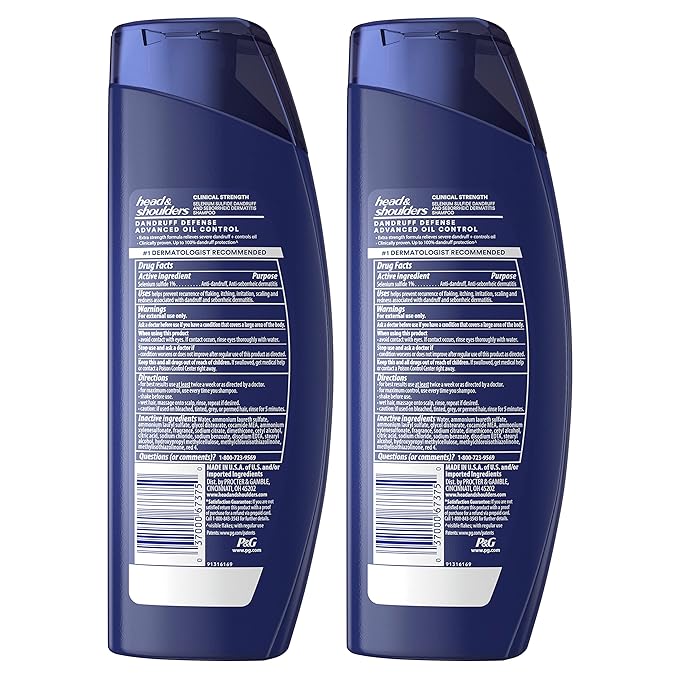 Head & Shoulders Clinical Dandruff Shampoo Twin Pack, Prescription Strength, Oil & Flake Control, Seborrheic Dermatitis Relief, Citrus, 13.5 Fl Oz Each (Set of 2)