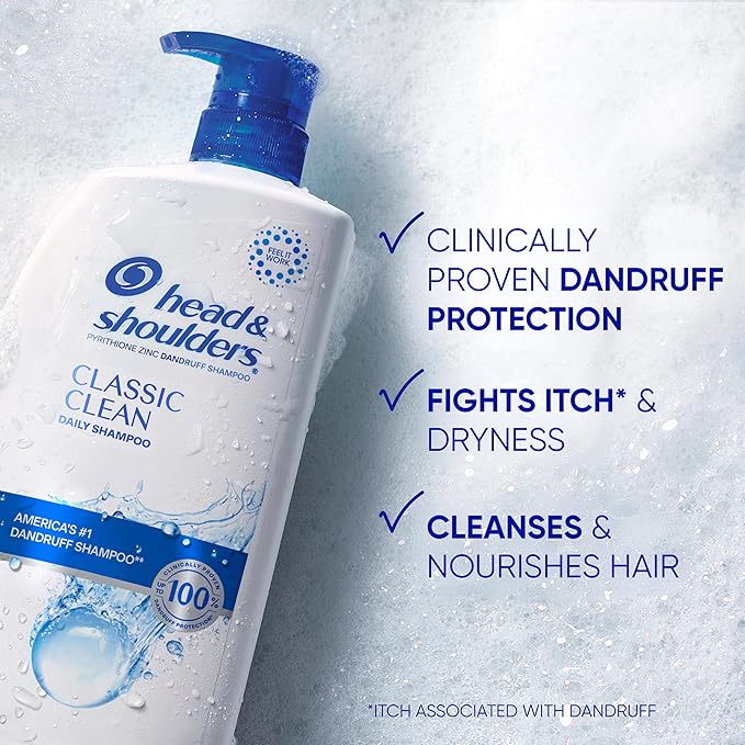 Head & Shoulders Classic Clean Dandruff Shampoo Twin Pack, Anti-Dandruff Daily Use, Paraben-Free, Color-Safe, 32.1 Fl Oz Each (Set of 2)