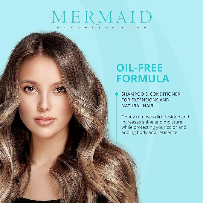 Shampoo & Conditioner Duo with Brush, Gentle, Sulfate and Cruelty-Free Daily Formula for Hair Extensions, 32 fl oz