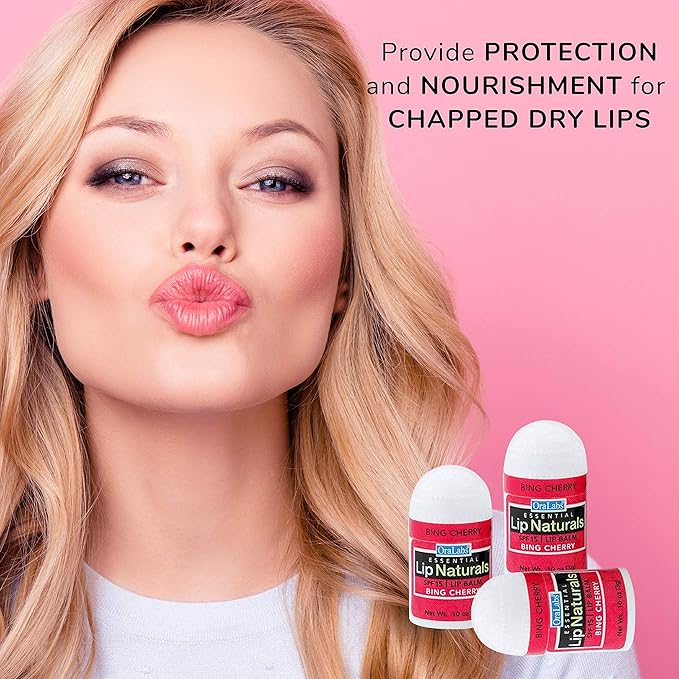 Lip Naturals® | Mini Cherry Lip Balm with Sunscreen (SPF-15) | Made in USA with Beeswax & Coconut Oil | 12-Count Mini Lip Balm Pack with Bing Cherry Flavor (0.10oz/3g Each)