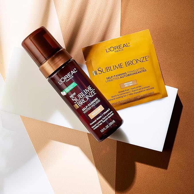 L'Oreal Paris Sublime Bronze Self Tanning Towelettes, Streak-Free, Natural Looking Tan, 6 ct