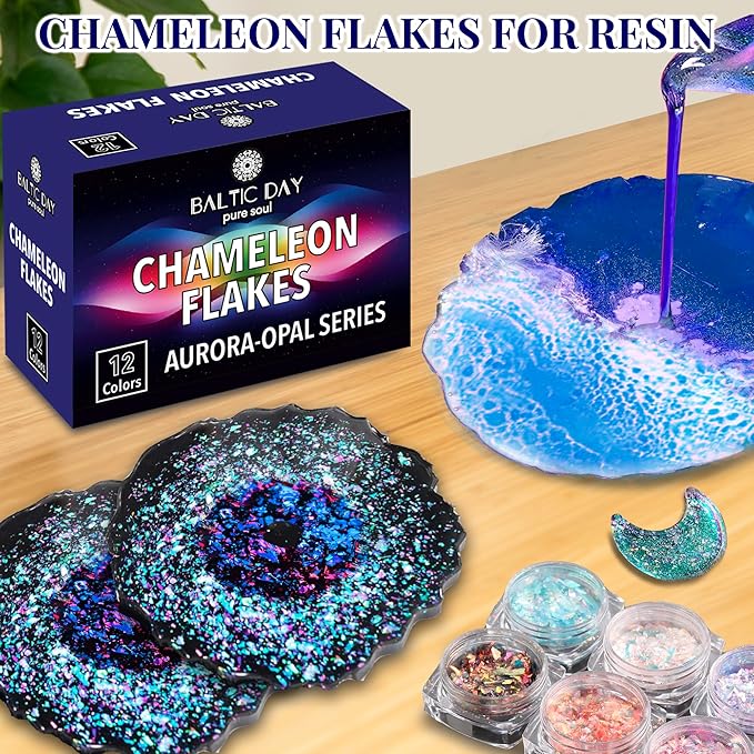 Chameleon Flakes & Chameleon Aurora Opal Flakes - Chameleon Flakes for Resin, Nails - Chameleon Mica Powder for Epoxy Resin, Paint
