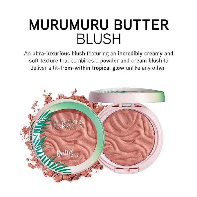 Physicians Formula Murumuru Butter Blush Makeup Powder, Saucy Mauve, Dermatologist Approved, Vegan