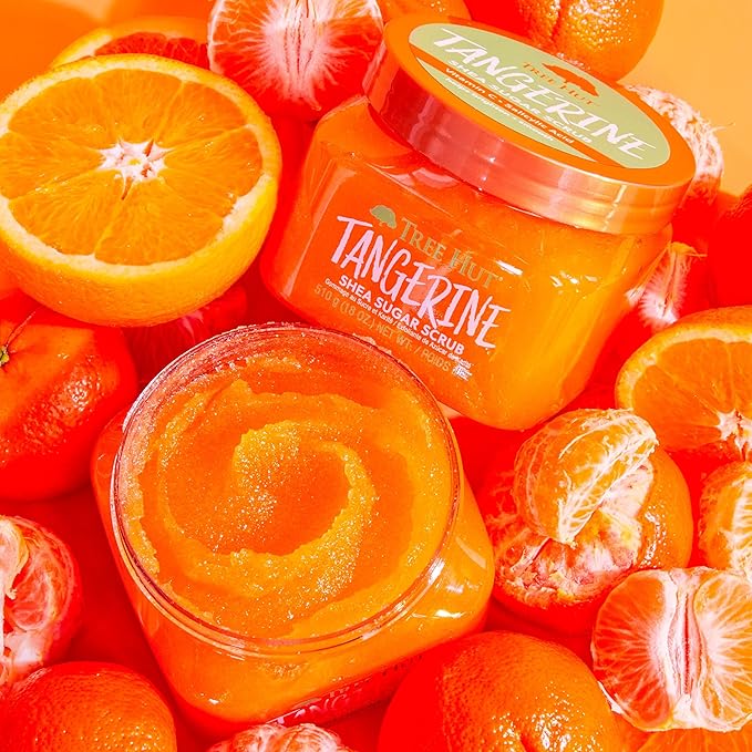 Tree Hut Tangerine Shea Sugar Scrub | Exfoliating Body Scrub Removes Dead, Dry Skin for a Soft & Hydrated Feel | Nourishing Essential Body Care | 18 fl oz.