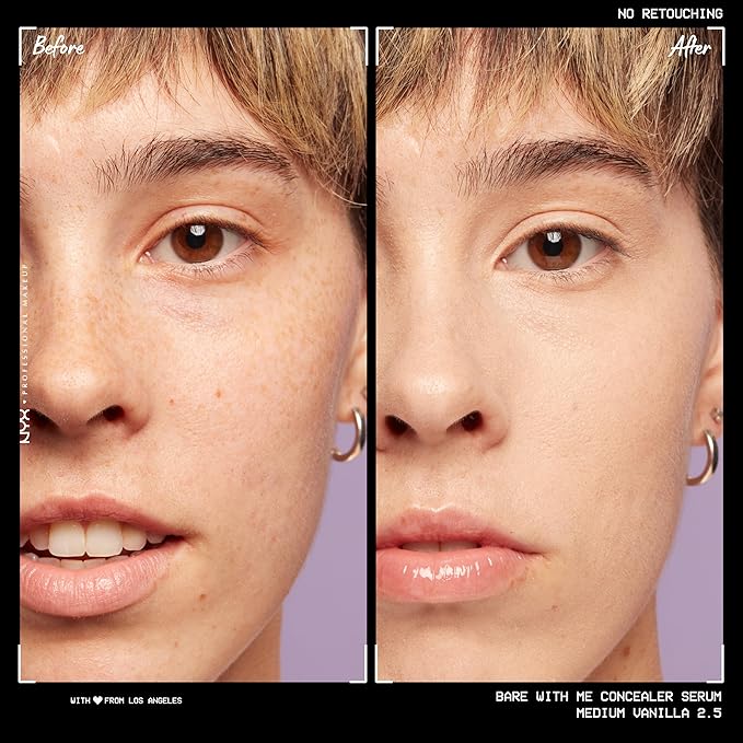 NYX PROFESSIONAL MAKEUP Bare With Me Concealer Serum, Up To 24Hr Hydration - Medium Vanilla