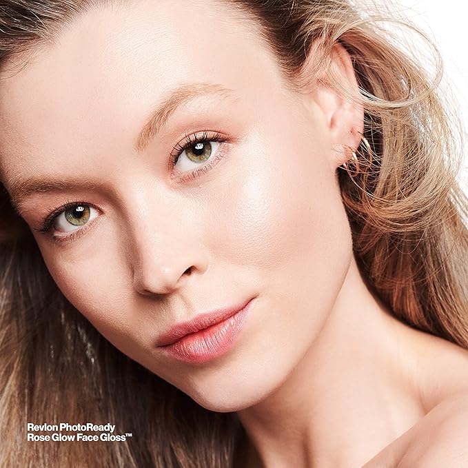 Revlon Face Primer, PhotoReady Face Gloss Rose Glow, Face Makeup for All Skin Types, Hydrates, Illuminates & Moisturizes, Infused with Glycerin & Olive Oil Extract, 80% Water, 1 Fl Oz