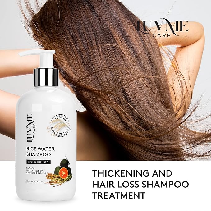 Rice Water Hair Growth Shampoo with Biotin - Hair Shampoo for Thinning Hair and Hair Loss, All Hair Types, Men and Women 10 Fl Oz