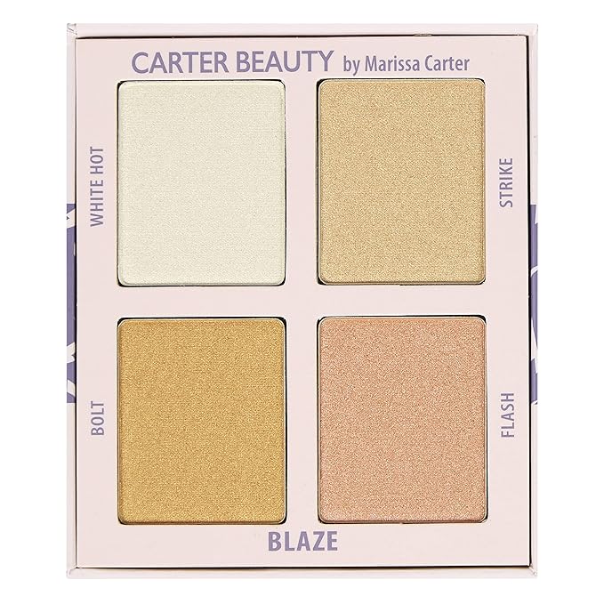 Carter Beauty Mini Highlighter Palette | Long Lasting Makeup | Shimmer & Matte Shades (Blaze)