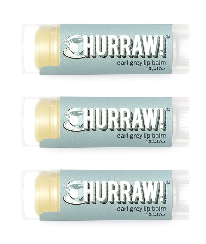 Hurraw! Earl Grey Lip Balm, 3 Pack: Organic, Certified Vegan, Cruelty and Gluten Free. Non-GMO, 100% Natural Ingredients. Bee, Shea, Soy and Palm Free. Made in USA