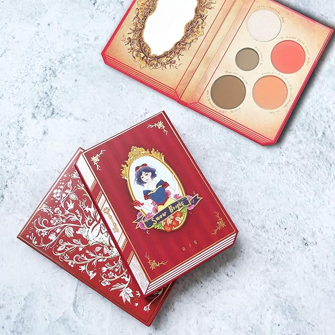 READY TO SHINE Snow Bright Contour Highlight Blush Makeup Palette - Smooth and Pigmented - Easy to Blend - Vegan and Cruelty Free - 5 Part Pressed Powder Makeup Kit - With Mirror For All Skin Types