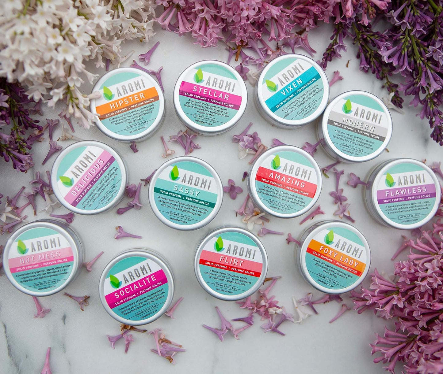 Aromi Solid Perfume | Floral Fragrance – Vegan & Cruelty-free Scent, Travel-Sized, Women’s Stocking Stuffer – Jasmine, Vanilla, Honeysuckle, Mandarin (Foxy Lady)