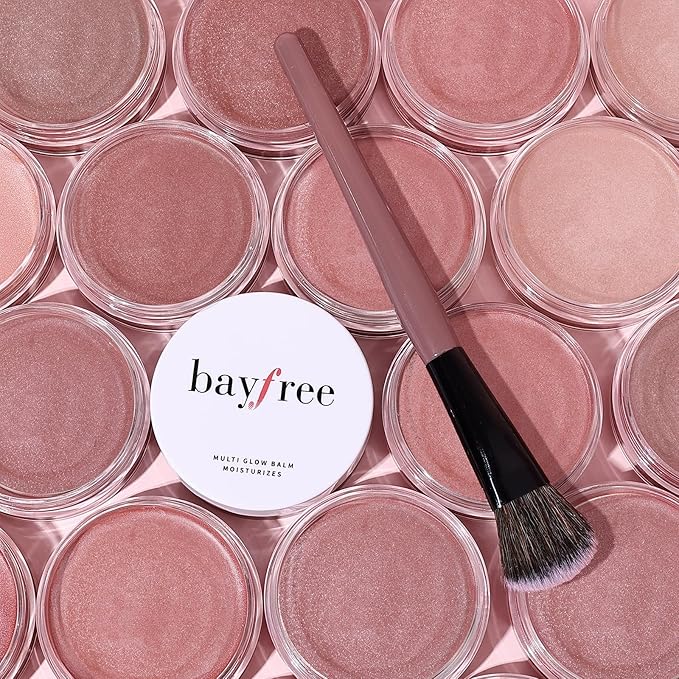 Multi Cream Blush & Blush Brush Set, Korean Makeup Blush for Cheeks, Multi-Use Face Balm, Lightweight & Hydrating, Blendable Color, Non-Greasy, Soft Bristles for Radiant Finish (Pink Camellia)