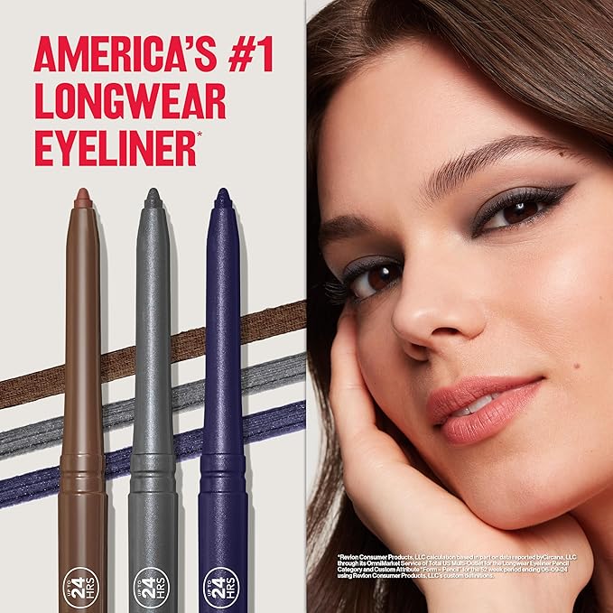 Revlon ColorStay Pencil Waterproof Eyeliner, Smudge-Proof, Eye Makeup with Built-In Sharpener, Packaging May Vary, 203 Brown, 0.01 oz