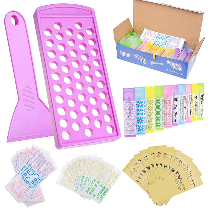 Lip Balm Filling Tray and Spatula Set - Fast and Easy to Use - Just Pour & Spread - Instantly Fills 50 Lip Balm Containers (sold separately) (Lip Balm Crafting Kit (Purple))