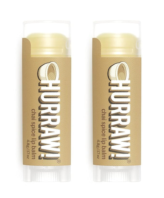 Hurraw! Chai Spice Lip Balm, 2 Pack: Organic, Certified Vegan, Cruelty and Gluten Free. Non-GMO, 100% Natural Ingredients. Bee, Shea, Soy and Palm Free. Made in USA