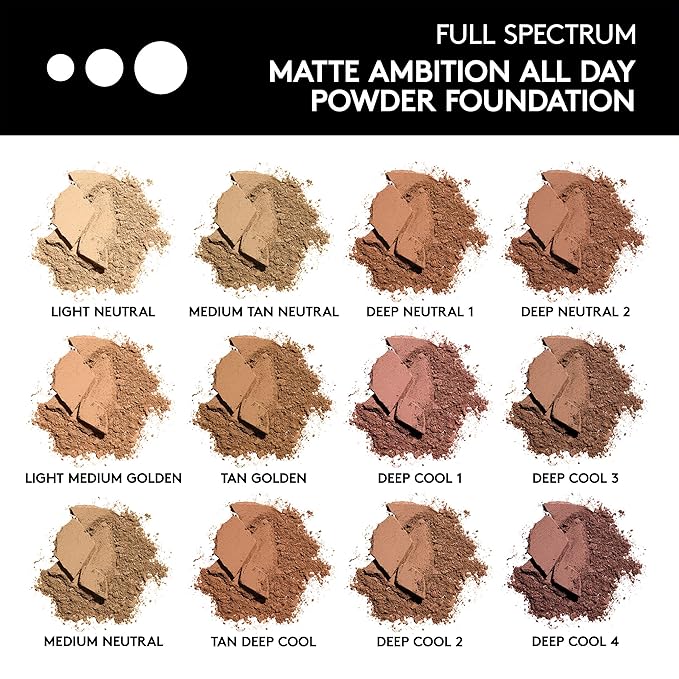 COVERGIRL Matte Ambition, All Day Powder Foundation, Deep Cool 1, 0.39 Ounce, 11g